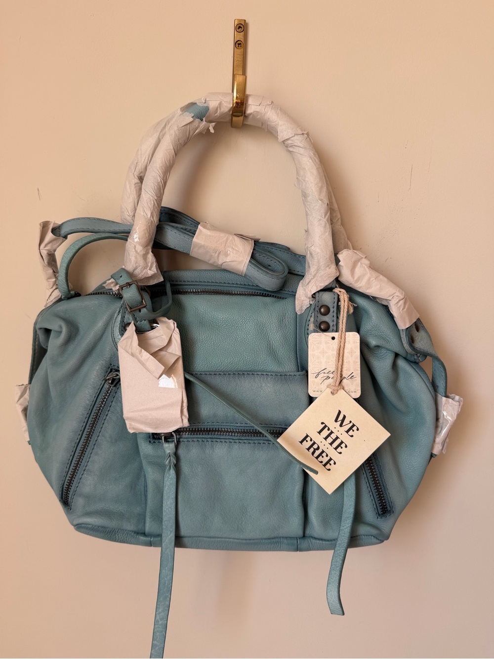 Free People washed sail blue baby Emerson Leather Tote bag